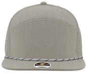Zapped Osprey R+ 7-Panel Flat Bill Medium Profile Snapback Rope Baseball Caps HEATHER GREY- GREY TWISTED ROPE Front