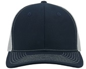 Zapped Warrior Curved Bill Medium Profile Trucker Snapback Hat NAVY-WHITE Front