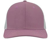 Zapped Warrior Curved Bill Medium Profile Trucker Snapback Hat PINK-WHITE Front