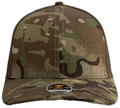 Zapped Warrior Curved Bill Medium Profile Trucker Snapback Hat MULTICAM-BROWN Front