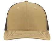 Zapped Warrior Curved Bill Medium Profile Trucker Snapback Hat KHAKI-BROWN Front