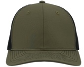 Zapped Warrior Curved Bill Medium Profile Trucker Snapback Hat LODEN-BLACK Front