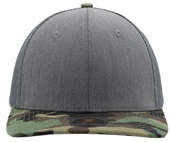 Zapped Warrior Curved Bill Medium Profile Trucker Snapback Hat HEATHER GREY-CAMO BILL Front