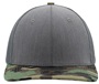 Zapped Warrior Curved Bill Medium Profile Trucker Snapback Hat HEATHER GREY-CAMO BILL Front