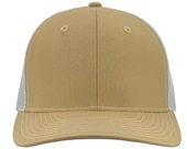 Zapped Warrior Curved Bill Medium Profile Trucker Snapback Hat KHAKI-WHITE Front