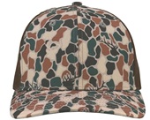 Zapped Warrior Curved Bill Medium Profile Trucker Snapback Hat OLD SCHOOL CAMO ELK - BROWN Front