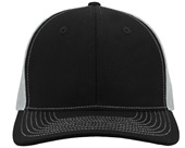 Zapped Warrior Curved Bill Medium Profile Trucker Snapback Hat BLACK-WHITE Front