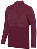 Adult Shadow Tonal Heather 1/4 Zip Sports Pullover MAROON Pocket