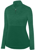 Ladies Shadow Tonal Heather 1/4 Zip Pullover DARK GREEN Pocket