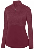 Ladies Shadow Tonal Heather 1/4 Zip Pullover MAROON Pocket