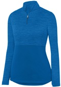 Ladies Shadow Tonal Heather 1/4 Zip Pullover ROYAL Pocket