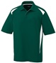Adult 3-Button Polyester Wicking Athletic Sports Polo Shirt DARK GREEN/WHITE Pocket