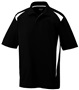 Adult 3-Button Polyester Wicking Athletic Sports Polo Shirt BLACK/WHITE Pocket