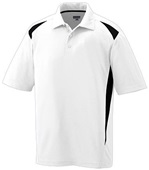 Adult 3-Button Polyester Wicking Athletic Sports Polo Shirt WHITE/BLACK Pocket