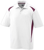 Adult 3-Button Polyester Wicking Athletic Sports Polo Shirt WHITE/MAROON Pocket