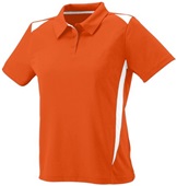 Womens 3-Button 2-Color Polyester Wicking Athletic Sports Polo Shirt ORANGE/WHITE Pocket