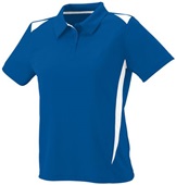 Womens 3-Button 2-Color Polyester Wicking Athletic Sports Polo Shirt ROYAL/WHITE Pocket