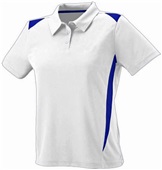 Womens 3-Button 2-Color Polyester Wicking Athletic Sports Polo Shirt WHITE/PURPLE Pocket