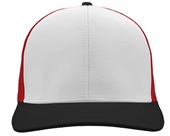 Zapped Bomber 6-Panel Medium-Profile Snapback Hat RED-WHITE-BLACK Front