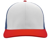 Zapped Bomber 6-Panel Medium-Profile Snapback Hat RED-WHITE-BLUE Front