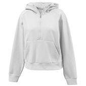 Womens Half-Zip Hoodie WHITE Pocket