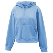 Womens Half-Zip Hoodie LAKE BLUE Pocket