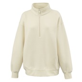 Womens Oversize 1/2 Zip OVERSIZE FIT LONGER Length VANILLA Pocket