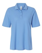 Harriton Women's Maverick CVC Pique Polo M105W LIGHT COLLEGE BLUE Pocket