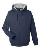 Harriton Unisex Climabloc Lined Heavyweight Hooded Sweatshirt M711 DARK NAVY Pocket