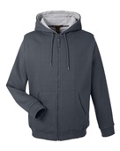 Harriton Unisex Climabloc Lined Heavyweight Hooded Sweatshirt M711 DARK CHARCOAL Pocket