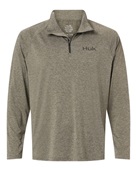 Huk Men's Airweight Heather Quarter-Zip Pullover H1200715 HEATHER MOSS Pocket