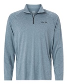 Huk Men's Airweight Heather Quarter-Zip Pullover H1200715 SILVERBLUE HEATHER Pocket