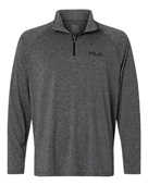Huk Men's Airweight Heather Quarter-Zip Pullover H1200715 VOLCANIC ASH HEATHER Pocket