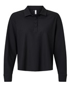 Adidas Women's Beyond Long Sleeve Loose Polo A1008 BLACK Pocket