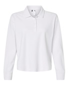 Adidas Women's Beyond Long Sleeve Loose Polo A1008 WHITE Pocket