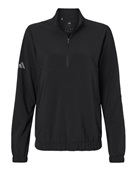Adidas Women's Stretch Woven Half-Zip Pullover A706 BLACK Pocket