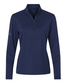 Adidas Women's Textured Stripe Quarter-Zip Pullover A709 DARK BLUE Pocket