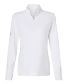 Adidas Women's Textured Stripe Quarter-Zip Pullover A709 WHITE Pocket