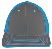 Pacific Headwear 404M Trucker PacFlex Mesh Baseball Caps GRAPHITE/NEON BLUE/GRAPHITE Front