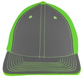 Pacific Headwear 404M Trucker PacFlex Mesh Baseball Caps GRAPHITE/NEON GREEN/GRAPHITE Front