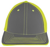 Pacific Headwear 404M Trucker PacFlex Mesh Baseball Caps GRAPHITE/NEON YELLOW/GRAPHITE Front