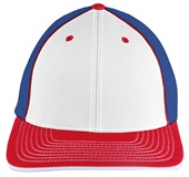 Pacific Headwear 404M Trucker PacFlex Mesh Baseball Caps WHITE/ROYAL/RED Front