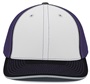 Pacific Headwear 404M Trucker PacFlex Mesh Baseball Caps WHITE/PURPLE/BLACK Front
