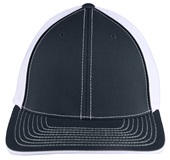 Pacific Headwear 404M Trucker PacFlex Mesh Baseball Caps NAVY/WHITE Front
