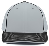 Pacific Headwear 404M Trucker PacFlex Mesh Baseball Caps SILVER/BLACK Front