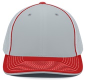 Pacific Headwear 404M Trucker PacFlex Mesh Baseball Caps SILVER/RED Front