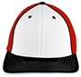 Pacific Headwear 404M Trucker PacFlex Mesh Baseball Caps WHITE/RED/BLACK Front