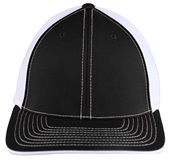 Pacific Headwear 404M Trucker PacFlex Mesh Baseball Caps BLACK/WHITE/BLACK Front
