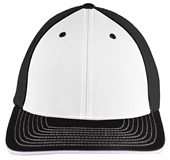 Pacific Headwear 404M Trucker PacFlex Mesh Baseball Caps WHITE/BLACK/BLACK Front