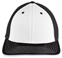 Pacific Headwear 404M Trucker PacFlex Mesh Baseball Caps WHITE/BLACK/BLACK Front